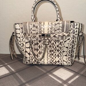 Michael Kors Hamilton Legacy Snakeskin Belted Satchel.  NEW